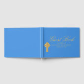 Livre d'invité Mariage bleu personnalisé, Christia (Complet)
