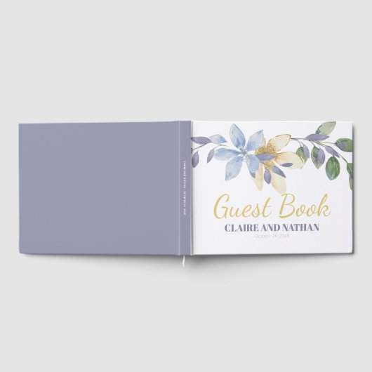 Livre d'invité Mariage de fleurs d'aquarelle viole (Complet)