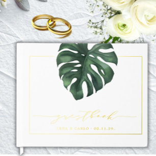Livre d'invité Mariage de la feuille verte Monster