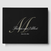 Livre d'invité Mariage de monogramme noir (Recto)