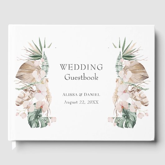 Livre d'invité Mariage de Monstera Orchidée tropic (Recto)