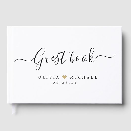 Livre d'invité mariage de script simple et élégant (Recto)