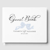 Livre d'invité mariage | Dusty Blue Bow Calligraph (Recto)