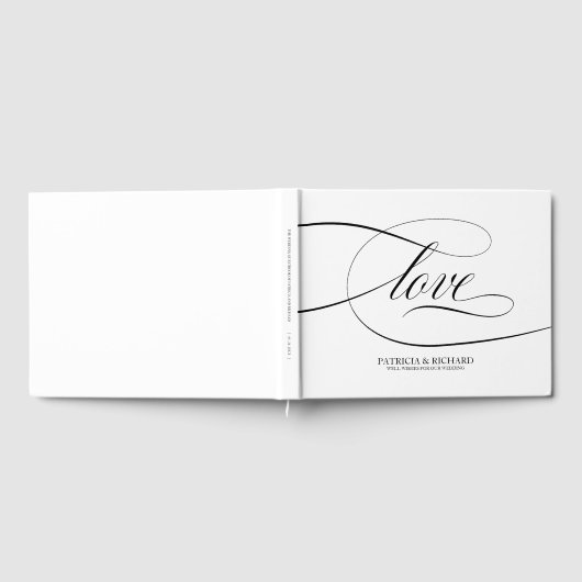 Livre d'invité mariage Élégant script noir (Complet)