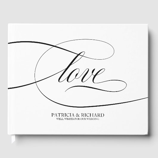 Livre d'invité mariage Élégant script noir (Recto)