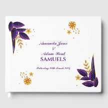 Livre d'invité mariage - Floral violet et or