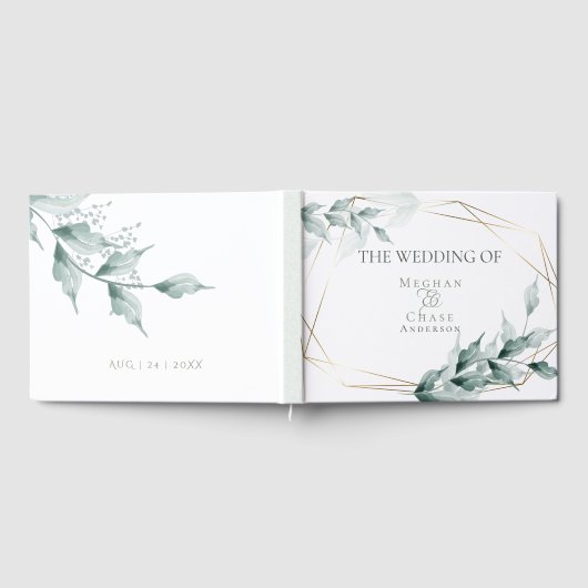 Livre d'invité mariage | Grayed Jade Green Botanic (Complet)
