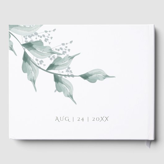 Livre d'invité mariage | Grayed Jade Green Botanic (Verso)