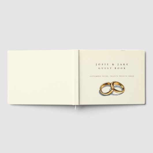 Livre d'invité Mariage intemporel avec anneaux d'o (Complet)