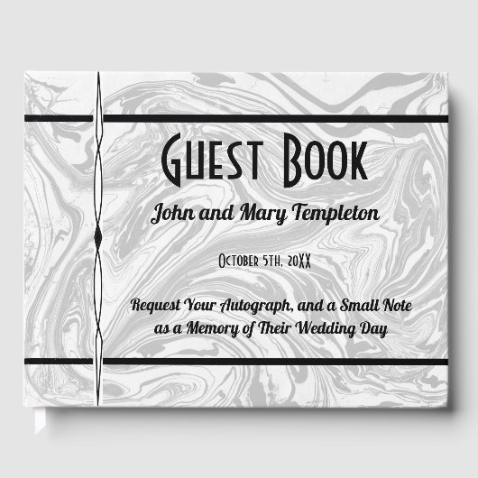 Livre d'invité mariage Marbre noir & blanc (Recto)