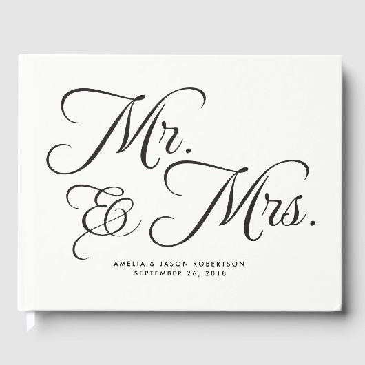 Livre d'invité mariage, Mr & Mrs, noir et blanc (Recto)