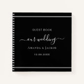 Livre d'invité mariage noir blanc élégant (Devant)