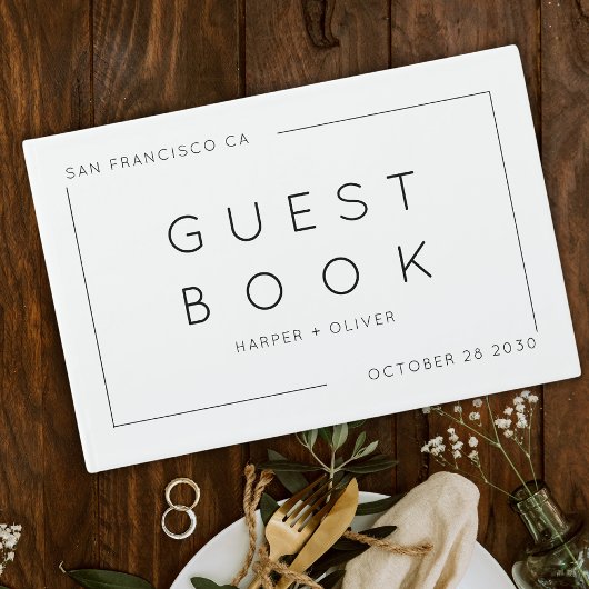 Livre d'invité Mariage noir et blanc simple