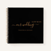Livre d'invité mariage noir nom or (Devant)
