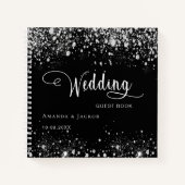 Livre d'invité mariage noir noms argent (Devant)