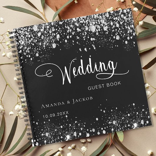 Livre d'invité mariage noir noms argent