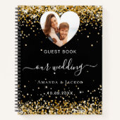 Livre d'invité mariage noir or photo coeur (Devant)