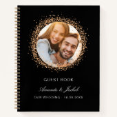 Livre d'invité mariage noir rose or photo (Devant)