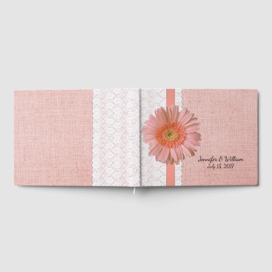 Livre d'invité Mariage Peach Gerber Daisy (Complet)