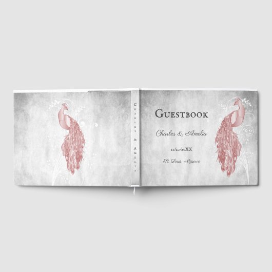 Livre d'invité Mariage Pink Peacock (Complet)