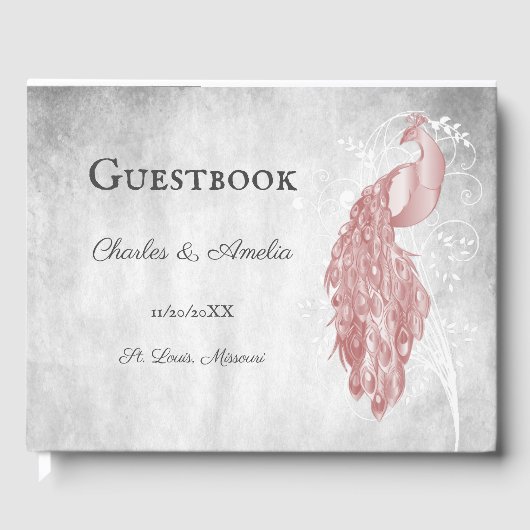 Livre d'invité Mariage Pink Peacock (Recto)