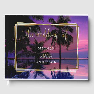 Livre d'invité mariage   Plage de nuit tropicale e