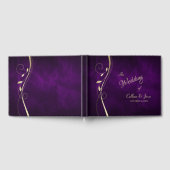 Livre d'invité Mariage Profond violet feuille d'or (Complet)