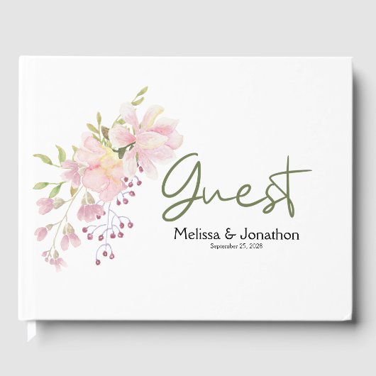 Livre d'invité Mariage rose Blush Magnolia (Recto)