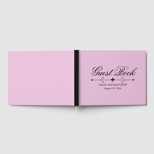 Livre d'invité Mariage rose clair, Texte noir, Per (Complet)