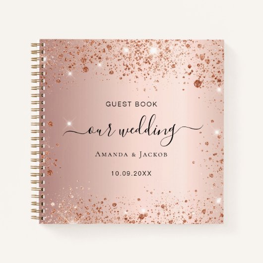 Livre d'invité mariage rose or blush parties scint (Devant)