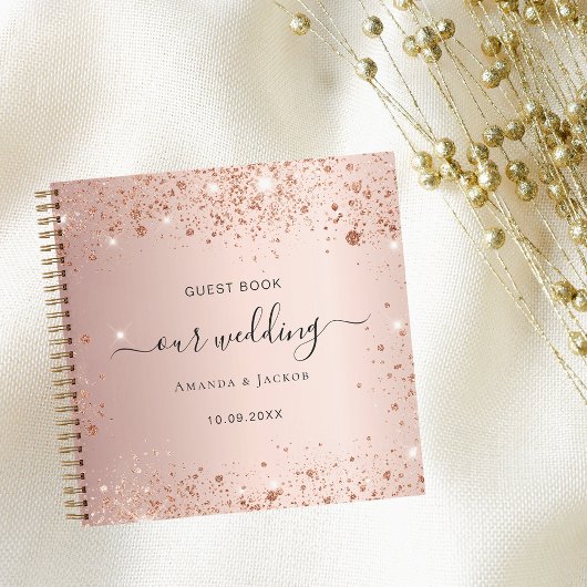 Livre d'invité mariage rose or blush parties scint