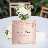 Livre d'invité mariage rose or nom script