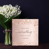 Livre d'invité mariage rose or nom script