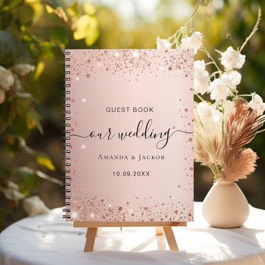 Livre d'invité mariage rose or noms budget