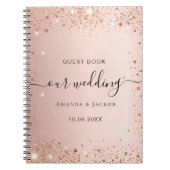 Livre d'invité mariage rose or noms budget (Devant)