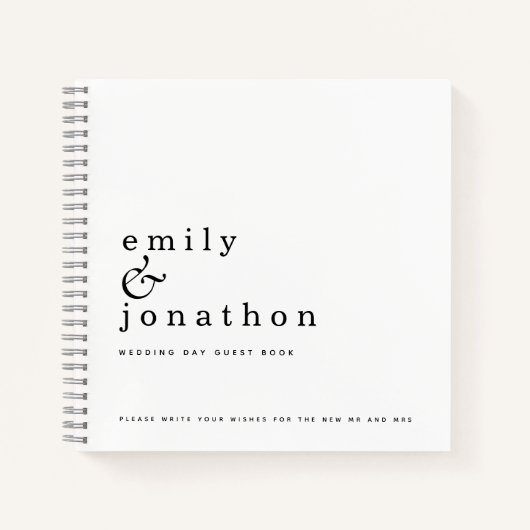 Livre d'invité minimaliste en noir blanc Mariage s (Devant)