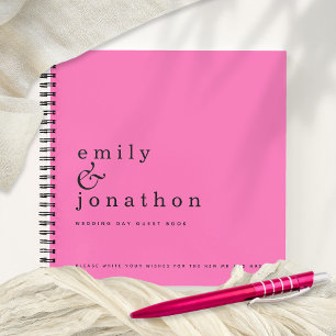 Livre d'invité minimaliste simple Hot Pink Mariage