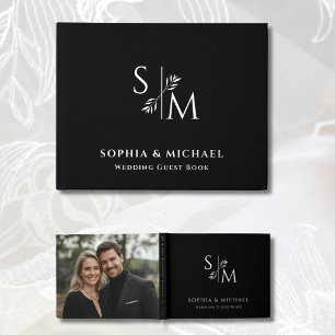 Livre d'invité moderne Black Rose Gold Foil Guestb