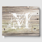 Livre d'invité Monogramme Rustic Wood Boards (Recto)