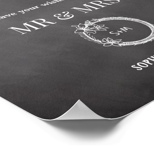 Livre d'invité noir blanc Mariage rustique Poster (Coin)
