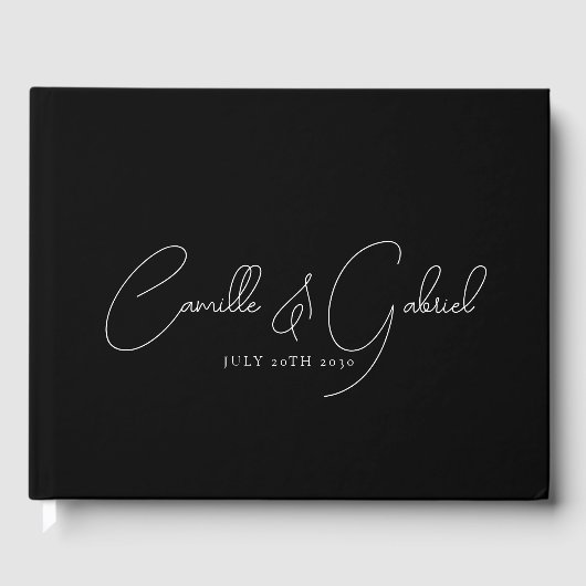 Livre d'invité noir Mariage pour les noms de scrip (Recto)