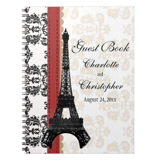 Livre d'invité parisien rouge de mariage de Tour (Devant)
