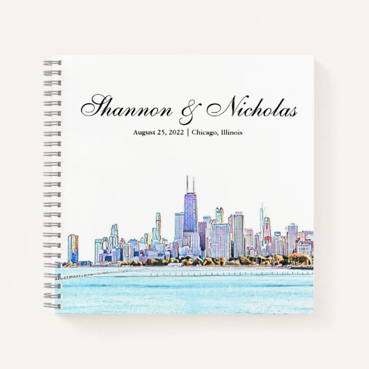 Livre d'invité personnalisé Chicago Skyline (Devant)