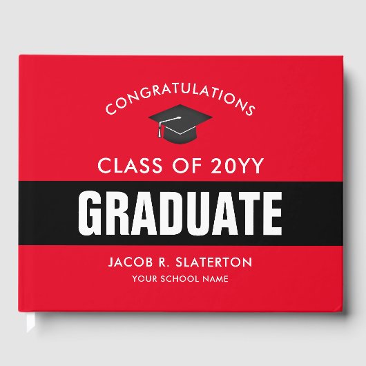 Livre d'invité personnalisé : rouge et noir (Recto)