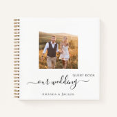 Livre d'invité photo mariage blanc noir moderne (Devant)
