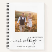 Livre d'invité photo mariage blanc noir moderne (Devant)