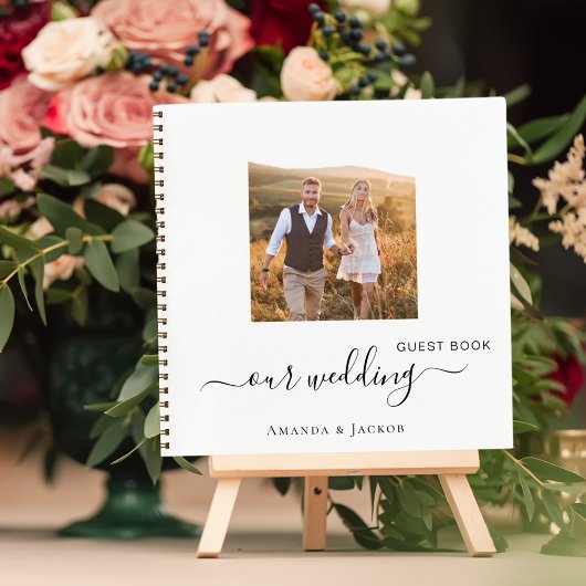 Livre d'invité photo mariage blanc noir moderne