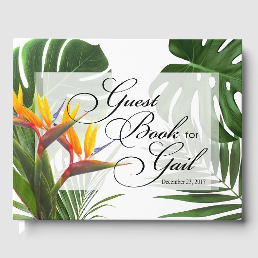 Livre d'invité pour Gail - feuilles tropicaux (Recto)