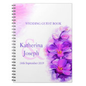 Livre d'invité pourpre de mariage d'orchidée (Devant)