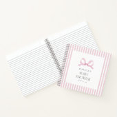 Livre d'invité Preppy Pink Striped Bow Baby shower (Intérieur)